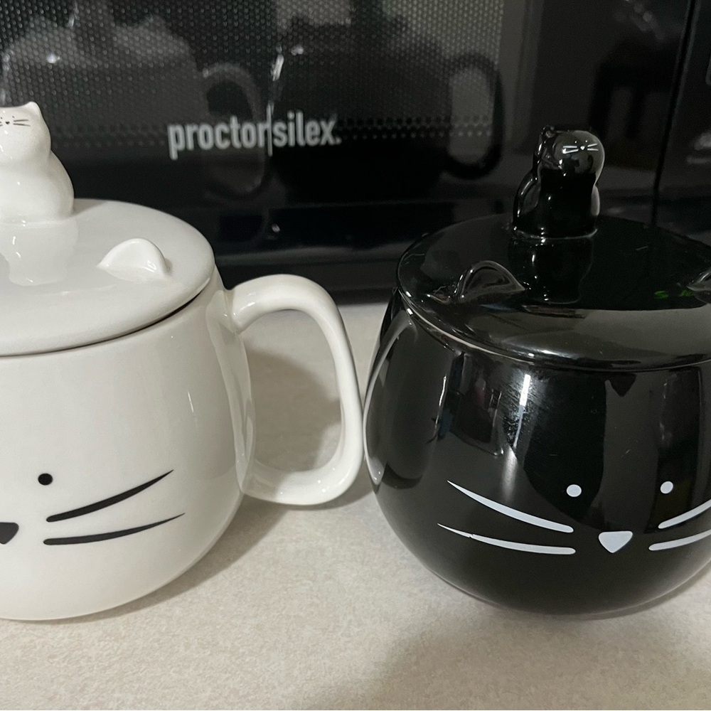 SOLD………Cat Face Ceramic Mugs Set